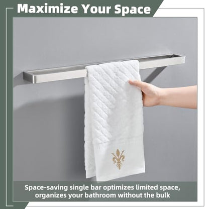22.8" Towel Bar for Bathroom Shower, Brushed Nickel, Wall Mounted | 304 Stainless Steel, Rust-resistant Towel Holder for vanity, kitchen, Square Design with Hidden Screws, Heavy-duty Hang - color: Brushed Nickel