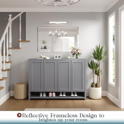 Frameless Bathroom Mirror 30"x48", Beveled Bathroom Mirror | 4mm Tempered Glass Shatterproof Wall Mount Mirrors for Bathroom Bedroom Entryway Vanity, Hangs Horizontally or Vertically - size: 48"L x 30"W