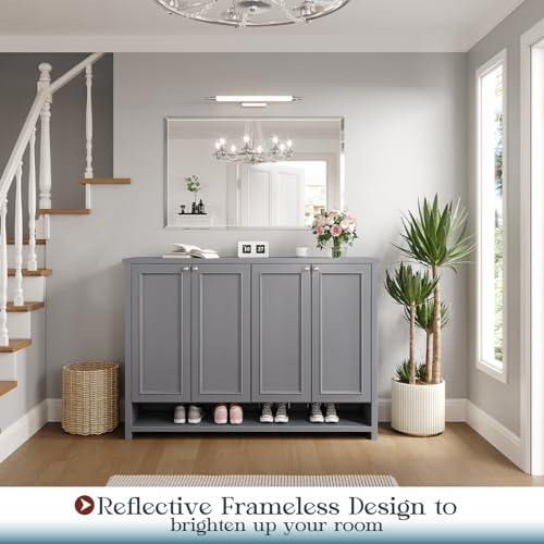 Frameless Bathroom Mirror 32"x48", Beveled Bathroom Mirror | 4mm Tempered Glass Shatterproof Wall Mount Mirrors for Bathroom Vanity Bedroom Entryway, Hangs Horizontally or Vertically - size: 48"L x 32"W