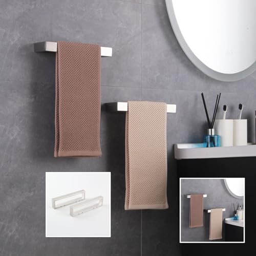 GERZWY Modern Towel Holder Square Style Brushed Stainless Steel Towel Hanger Towel Ring for Bathroom Wall Mount 2 Pack HG1716-2LS - color: Brushed