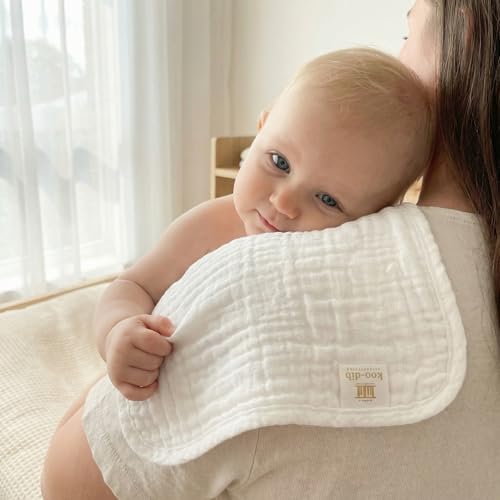 Muslin Baby Washcloths 100% Baby Washcloths Cotton Face Towels 10 Pack Burp Cloths Baby Girl Boy Soft and Absorbent Baby Wipes Burp Rags Bath Essentials - color: White-10pack-binding