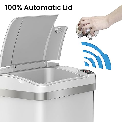 iTouchless 2.5 Gal Nursery Waste Bin | Touchless Sensor Trash Can | White | Wave-Open Lid Needs No Touch | Whisper-Quiet Close | Crisp Finish Suits Light Cabinetry | Fresh Scent Cartridge Included - color: Matte White