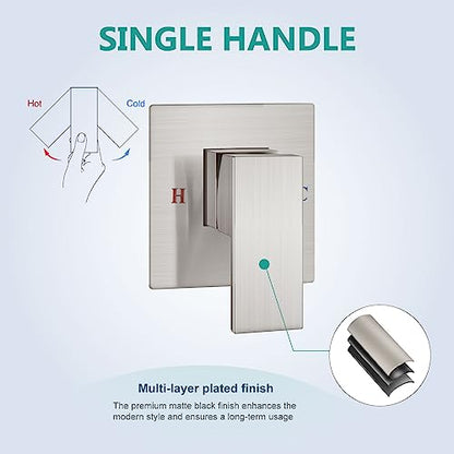 Wall Mount Bathroom Faucet, Waterfall Tub Filler, Brushed Nickel | SUS304 Waterfall Spout, Rough-In Valve, Single-Handle Control, 1/2-Inch NPT, Flexible Handle Placement - color: Brushed Nickel