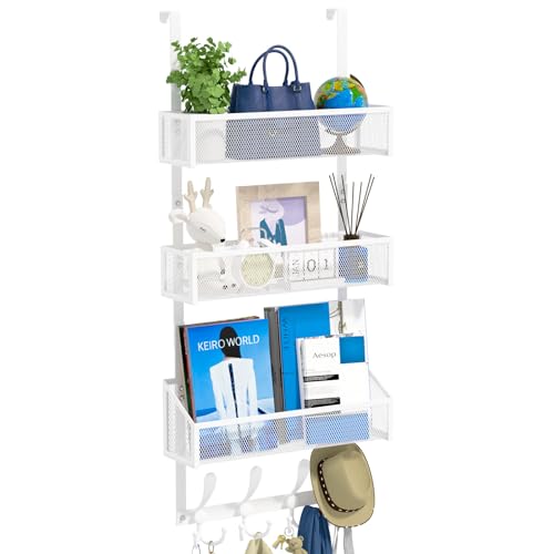 Kaiferty Over The Door Hooks Organizer, Coat Rack Over The Door Storage Hanger Towel Rack, Back of Door Storage Organizer for Bathroom,Bedroom,Kitchen,Office (White, 4-Tier) - color: White, size: 4-Tier