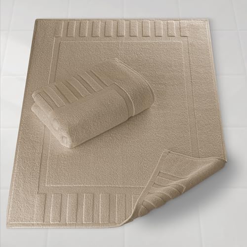 White Classic Luxury Bath Mat Floor Towel Set - Absorbent Cotton Hotel Spa Shower/Bathtub Mats [Not a Bathroom Rug] 22"x34" | 2 Pack | Taupe - color: 09: Taupe