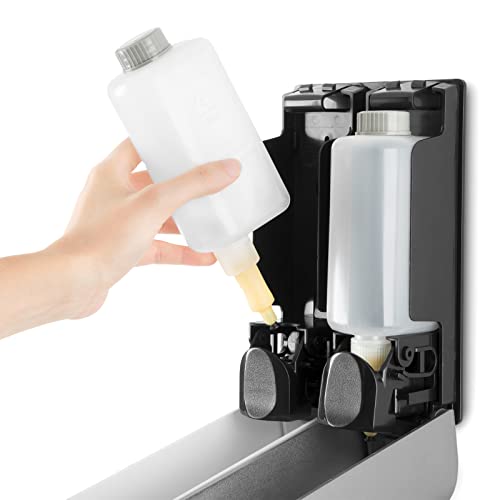 Duo Wall Mounted Shampoo Soap Shower Dispensers with 2x350ml Refillable Bottles, White/Silver - color: Duo White/Silver