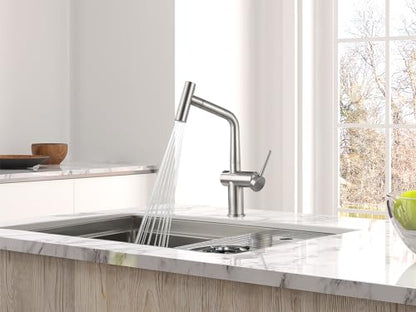 AS06BN Brushed Nickel Bar Faucet or Prep Kitchen Sink Faucet with Pull Down Sprayer and Single Handle - color: Brushed Nickel, style: Modern