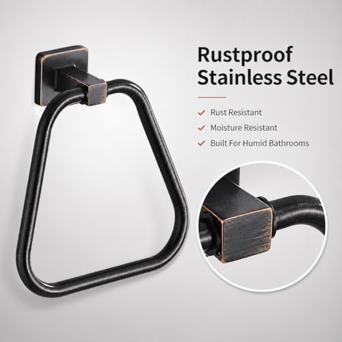 Oil Rubbed Bronze Towel Ring for Bathroom 2 Pack, Kitchen Bath Towel Holder Hangers Wall Mount Heavy Duty Stainless Steel - color: Oil Rubbed Bronze, size: 2 Pack