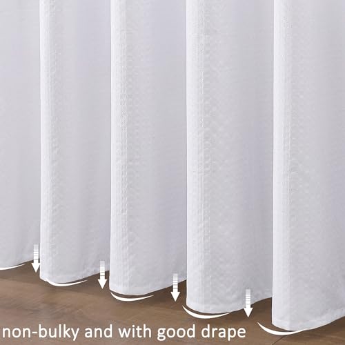 Aiyufeng White Shower Curtains for Bathroom，Dot Like Embossed Textured Waterproof Soft Polyester Cloth Shower Curtain，Hotel Spa Machine Washable，72Wx72L - color: White, size: 72"W x 72"L (Pack of 1)
