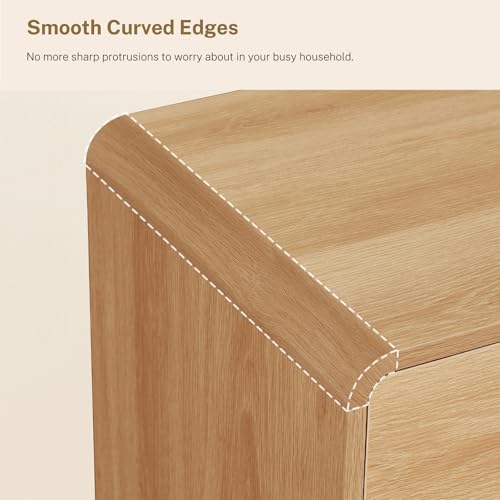 55" Dresser for Bedroom with 6 Drawers, Dressers & Chests of Drawers with Curved Profile Design, 6 Drawer Dresser, Bedroom Dressers, Wood Dressers for Bedroom, Hallway, Natural - color: Natural, 6 Drawers