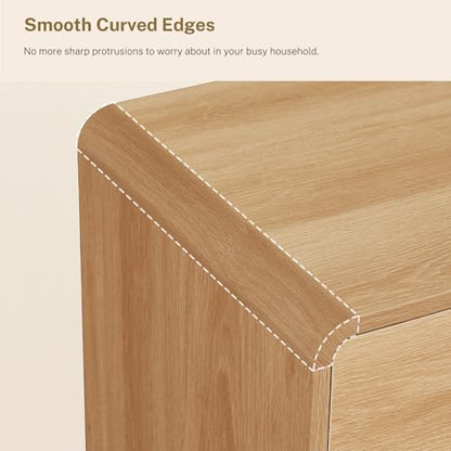 55" Dresser for Bedroom with 6 Drawers, Dressers & Chests of Drawers with Curved Profile Design, 6 Drawer Dresser, Bedroom Dressers, Wood Dressers for Bedroom, Hallway, Natural - color: Natural, 6 Drawers