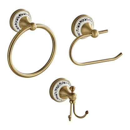 Antique Towel Ring Clothes Hook Tissue Holder Three Piece Set, Bathroom Kitchen Antique Three Piece Set, Wall Mounted Bathroom and Kitchen Supplies YIGUANXIN - color: Antique, size: Three-Piece Set