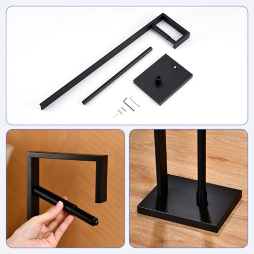 Toilet Paper Holder Stand with Reserve, Matte Black Bathroom Standing Toilet Paper Roll Holder with Storage - color: Matte Black