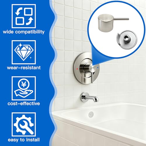 All Metal Replacement for Moen Tub/Shower Lever Handle, Compatible with Moen Posi Temp Shower Handle and for Cartridge,Single Handle Faucets for Adjust Water Volume and Temperature,Brushed Nickel - color: Brushed Nickel
