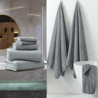 Smuge 18-Piece Bath Towel Set, Include 6 Bath Towel Sheets, 6 Hand Towels and 6 Washcloths - Highly Absorbent Quick Dry 100% Microfiber,Ultra Soft Bathroom Towel Set (Dark Gray) - color: Dark Gray, size: 18 Pcs Bath Towel Set