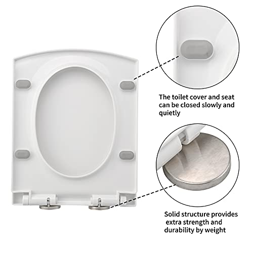 White Soft Close Toilet Seat - 16.9x13.6, Elongated Square Design, Easy Installation & Cleaning, Durable & Stylish Bathroom Upgrade