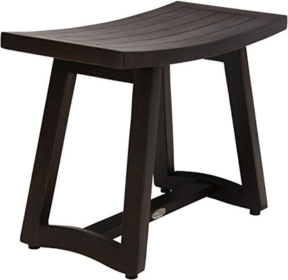 (Fully Assembled) AquaTeak Patented 24" Asia Buru Mocha Teak Shower Bench | Durable, Water-Resistant Teak, Shower Chair & Shaving Foot Rest, Indoor/Outdoor Use - size: B. Bench Fully Assembled