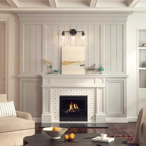VONLUCE 3 Light Bathroom Vanity Light Fixtures, Black Finish | Globe Glass Shades, E26 Sockets, Easy to install, Vanity Lights for Bedroom Hallway Living Room - color: Black, size: 3-Light
