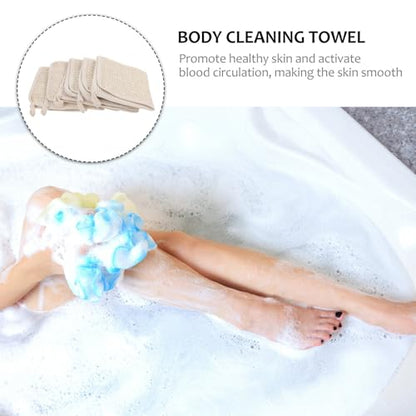 Happyyami 5pcs Linen Bath Towel Set with Rich Foam and Massage Features, Square Shower Bathing Towels for Exfoliating and Deep Cleansing in Bathroom