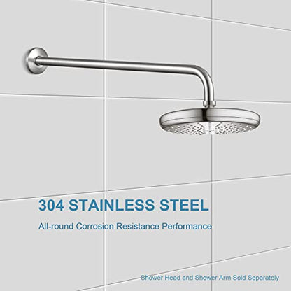 OFFO Shower Arm with Flange, 24 in Brushed Nickel Wall Mount Replacement Angle Shower Head Arm Wall-Mounted For Fixed Shower Head & Handheld Showerhead - color: Brushed Nickel, style: 24 in