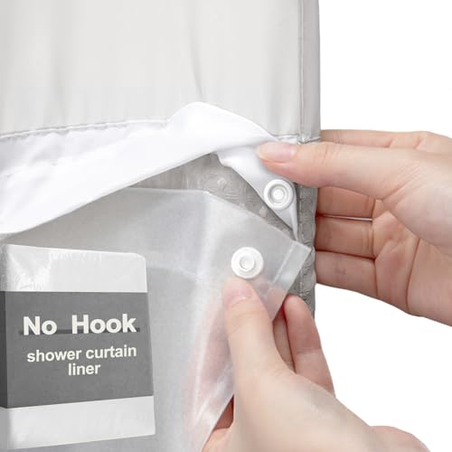 No Hook Shower Curtain Snap-in PEVA Replacement Liner 71" W x 55" L - color: Peva Liner, size: Liner 71"W x 55"L