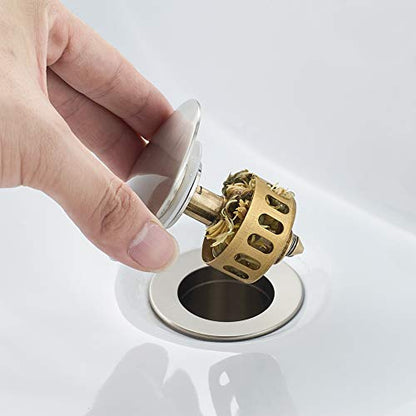 Bathroom Sink Drain Without Overflow Vessel Sink Lavatory Vanity Pop Up Drain Stopper, Brushed Nickel - color: Brushed Nickel, size: Without Overflow