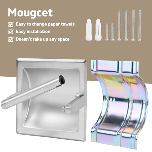 Recessed Toilet Paper Holder for Rolls, Pivoting Stainless Steel in Wall Toilet Paper Holder, Wall Mounted Bathroom Tissue Roll Dispenser with Modern Brushed Nickel Finish - color: Recessed Brushed Nickel