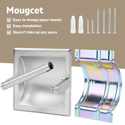Recessed Toilet Paper Holder for Rolls, Pivoting Stainless Steel in Wall Toilet Paper Holder, Wall Mounted Bathroom Tissue Roll Dispenser with Modern Brushed Nickel Finish - color: Recessed Brushed Nickel