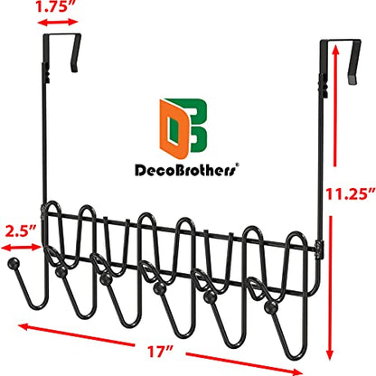 Deco Brothers Over The Door Hook Organizer with 11 Hooks, Black - color: Black
