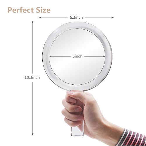 1X & 10X Magnifying Double Side Hand Makeup Mirror with Stand | Distortion-free & HD, Portable, Multi-Purpose, Compact, Clear, Handheld Vanity Mirror for Women & Men, for Makeup, Shaving