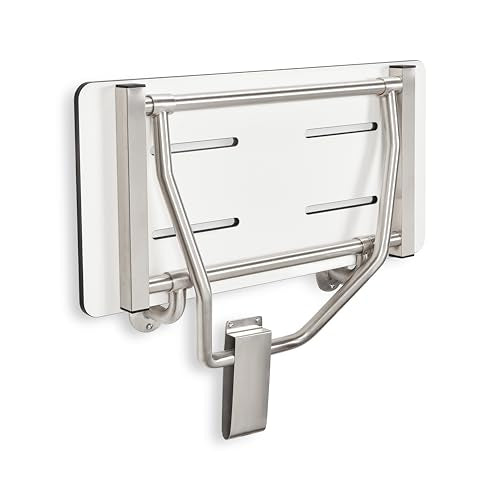 Seachrome Lift-Assist Shower Seat, Yoke-Style Bench, Wall Mount, 32" x 15", Solid White Phenolic - color: White, size: 32 inch