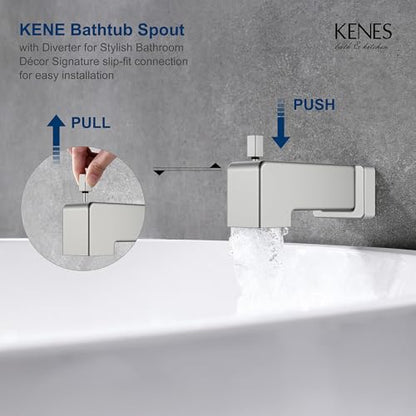 KENES Brushed Nickel Shower Set with Tub Faucet, Tub and Shower Trim Kit | Shower Faucet with 10-Inch Rain Shower Head, Square Shower System, Valve Included, Lead-Free cUPC & NSF Certified, Stainless - color: Brushed Nickel, style: Tub Shower Faucet Set