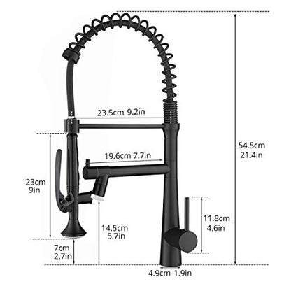 AIMADI Black Kitchen Faucet with Sprayer,Commercial Faucet Kitchen | Matte Black,Single Handle Spring Pull Down Kitchen Sink Faucet With LED Light - color: Matte BlackFinish