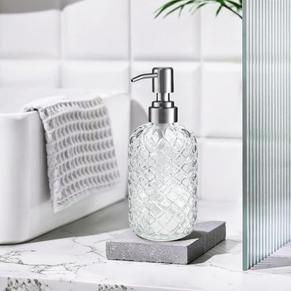 Kaishun Refillable Glass Soap Dispenser (2PC) for Hand Soap & Lotion, Clear - color: Clear (2 Pack)