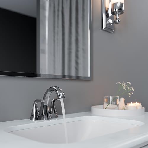 Pfister Willa Bathroom Sink Faucet 4 inch Centerset 2-Handle 3-Hole NSF Certified Polished Chrome Finish with Push & Seal Drain TiteSeal Mounting Technology LF048MALCC - color: Polished Chrome, size: 1 Pack