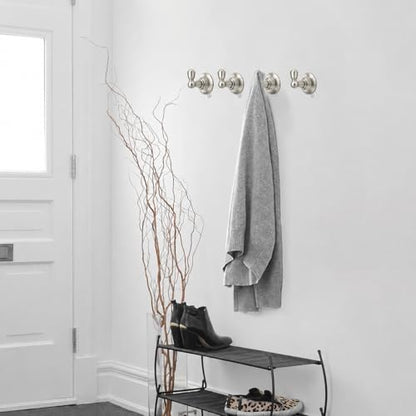 4 Pack 2-3/4inch Brushed Nickel Robe Hooks | Solid Zinc Alloy | Wall Mounted | Coat Hooks | Hooks Wall Mounted Robe Hooks | For organization in bathrooms entrances. - color: Brushed Nickel