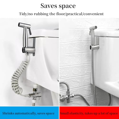 Spring Flexible Shower Hose,ABS Bathroom Spiral Flexible Telescopic Shower Hose for Toilet Faucet, Bidet Sprayer, Hand Shower,Standard G1/2 Connectors(Gray) - color: gray shower hose