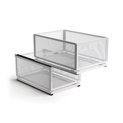 Pull Out Cabinet Organizer, Slide Out Drawers Fixed with Adhesive Nano Film, Pantry Shelves Sliding Drawer Storage Organization for Kitchen (Double Layer 19.7 * 13.8 * 16.5inch/50 * 35 * 42cm) - size: 19.7*13.8*16.5inch/50*35*42cm