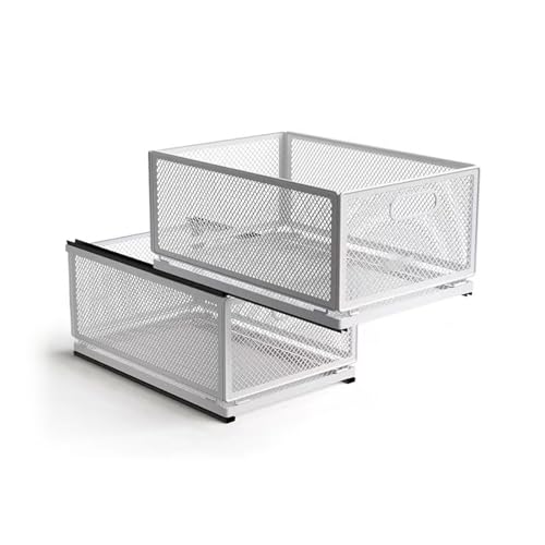 Pull Out Cabinet Organizer, Slide Out Drawers Fixed with Adhesive Nano Film, Pantry Shelves Sliding Drawer Storage Organization for Kitchen (Double Layer 19.7 * 13.8 * 16.5inch/50 * 35 * 42cm) - size: 19.7*13.8*16.5inch/50*35*42cm