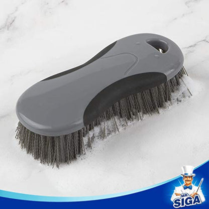 MR.SIGA Multi Purpose Heavy Duty Scrub Brush - Pack of 2 | Strong bristles with effective scrubbing power, ideal for kitchen, bathroom, shower and everyday household cleaning. - color: Gray & Black