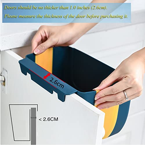 Hanging Folding Mini Trash Can for Kitchen Cabinet Door, Small Collapsible Garbage Bin Under Sink,Wall Mounted Folding Waste Bin- Mini Garbage Container for Cabinet/Bedroom/Bathroom (3L) (Black) - color: Black