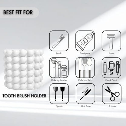 Better Trends 2-Piece Bathroom Accessory Set 400mL Refillable Soap Dispenser with Rustproof Pump 2-Slot Toothbrush for Vanity, Sink & Countertop Organization White Nova Collection - color: White