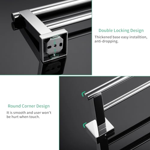 Miyili Bathroom Double Towel Bar 30-Inch Stainless Steel Bath Hand Towel Rack Wall Mount Polished Finish, A02C75B - color: Polished Steel, size: 30-Inch