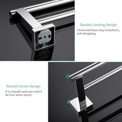 Miyili Bathroom Double Towel Bar 30-Inch Stainless Steel Bath Hand Towel Rack Wall Mount Polished Finish, A02C75B - color: Polished Steel, size: 30-Inch