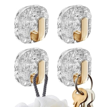 Stick on Towel Hook 4 Pieces Waterproof Coat Hanger | Water Wave Texture Adhesive Wall Towel Hooks for Toilet Shower Door Clothing Coat Purse Key Hat Backpack Bag Wreath - color: Gold