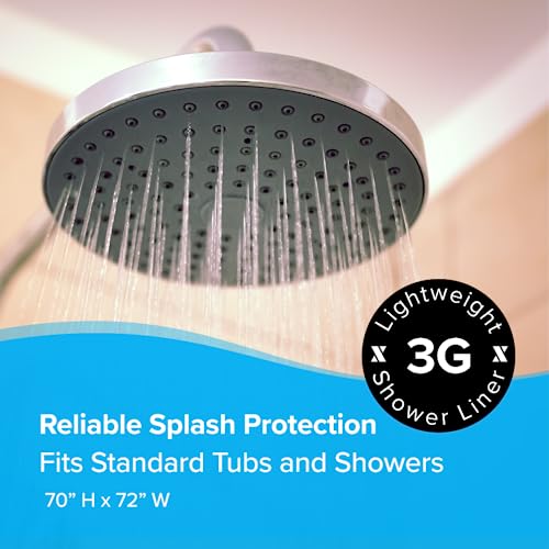 SlipX Solutions Protected Shower Curtain Liner, 3G Lightweight, 70"x72", Clear - color: Clear 3g