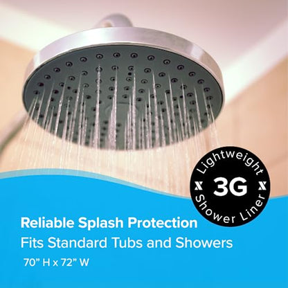 SlipX Solutions Protected Shower Curtain Liner, 3G Lightweight, 70"x72", Clear - color: Clear 3g