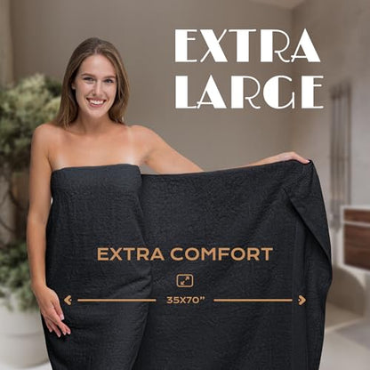 White Classic Luxury Soft Bath Sheets Set - 650 GSM Cotton Luxury Bath Towels Extra Large 35x70 | Highly Absorbent and Quick Dry | Hotel Quality Extra Large Towels Oversized, Black, 2 Pack - color: Black, size: Bath Sheets, 2 Pack