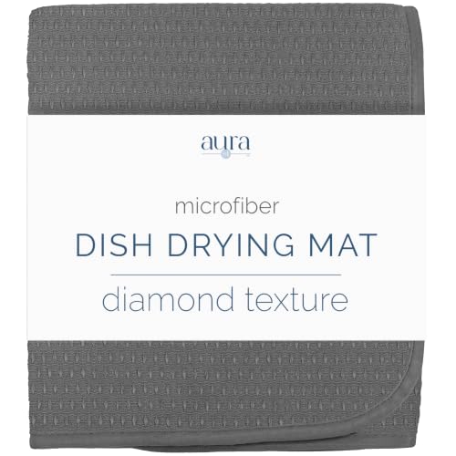 S&T INC. Dish Drying Mat, 18" x 24", XL, Diamond Texture, Charcoal Grey | Absorbent Microfiber, Extra Large Kitchen Counter Mat for Dishes, Utensils, Pots and Pans, Machine Washable - size: 18" x 24"