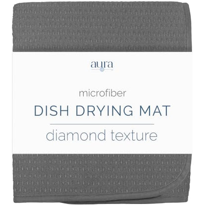 S&T INC. Dish Drying Mat, 18" x 24", XL, Diamond Texture, Charcoal Grey | Absorbent Microfiber, Extra Large Kitchen Counter Mat for Dishes, Utensils, Pots and Pans, Machine Washable - size: 18" x 24"